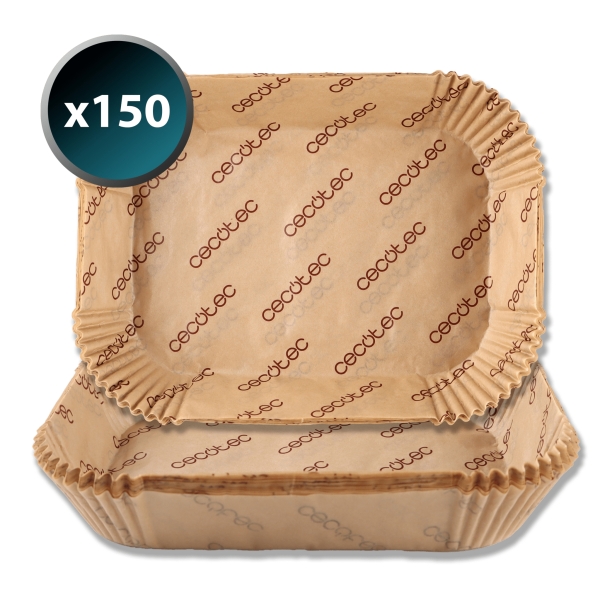 Cecotec Cecofry TwinBucket Pack de 150 Papeles para Freidora de Aire de Doble Cubeta - Rectangular - Resiste hasta 230 ºC - Listo para Usar - Facilita Limpieza de Cubeta - 24x18x4.5cm - Colo
