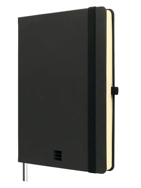 Finocam Nexo Double Cuaderno de Tapa Dura - 144 Hojas - Formato A5 - 148x210mm - Papel Crema de 80g/m2 - Liso - Bolsillo Interior - Cierre con Goma - Hojas Microperforadas - Color Negro