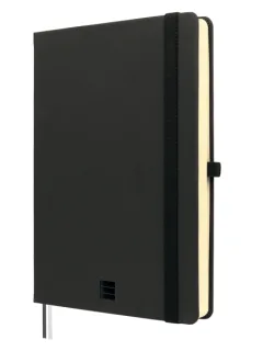 Finocam Nexo Double Cuaderno de Tapa Dura - 144 Hojas - Formato A5 - 148x210mm - Papel Crema de 80g/m2 - Liso - Bolsillo Interior - Cierre con Goma - Hojas Microperforadas - Color Negro