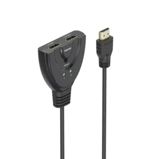 Hama Essential Conmutador HDMI 4K - Cable 1.7cm - Luz LED - 2 Entradas HDMI Hembra - 1 Salida HDMI Macho - Color Negro