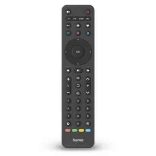 Hama Mando a Distancia para TV - Universal - Alcance 10m - 43 Botones - Acceso Directo a Plataformas de Streaming - Permite 4 Dispositivos Simultaneos - 20.2x4.7x2.1cm - Color Negro