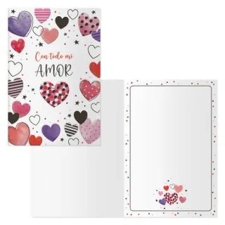 Dohe Pack de 6 Tarjetas de Felicitacion de San Valentin - 11.5x17cm - Impresas a Todo Color - Estampaciones con Pelicula de Color - Estampacion en Seco - Papel Offset Blanco de 300gr - Inclu