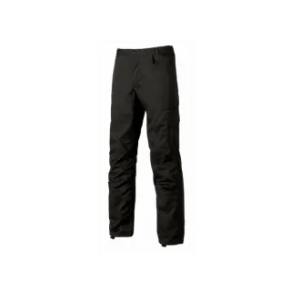 Upower Alfa Pantalon de Trabajo con Multiples Bolsillos - Talla 44 - Porta Martillo, Bolsillos para Rodilleras, Cintura Elastica, Proteccion DPI1 - Color Negro Carbon