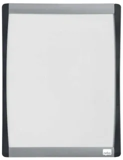 Nobo Mini Pizarra Magnetica con Marco Arqueado 215x280 - Elegante Diseño Plateado y Negro - Almohadillas Adhesivas e Imanes Incluidos - Blanco