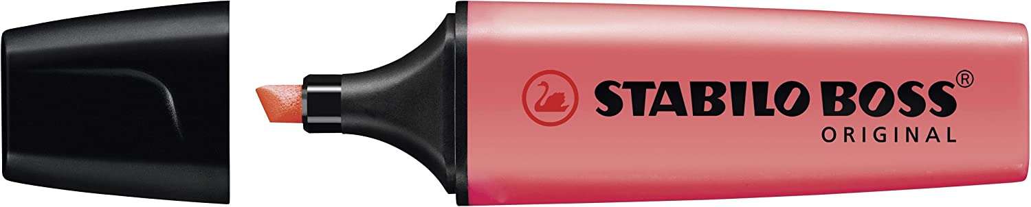 Stabilo Boss 70 Pastel Marcador Fluorescente - Trazo entre 2 y 5mm - Recargable - Tinta con Base de Agua - Color Rojo Coral Meloso · Pack de 10 uds.