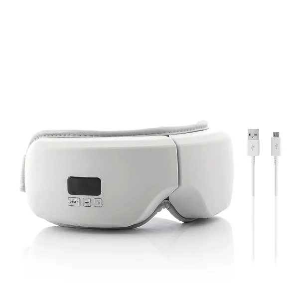 Innovagoods Eyesky Masajeador de Ojos con Compresion de Aire 4 en 1 - Bluetooth - Bateria 1000mAh - Recargable - Funcion Calor - 22x12.5x9cm - Color Gris