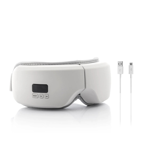 Innovagoods Eyesky Masajeador de Ojos con Compresion de Aire 4 en 1 - Bluetooth - Bateria 1000mAh - Recargable - Funcion Calor - 22x12.5x9cm - Color Gris