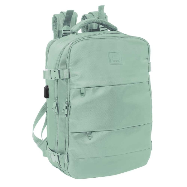 Safta Mochila de Cabina - Bolsillo para Portatil hasta 15.6" - Organizador Interno - Portabotellas - Bolsillos Frontales - USB - Zapatillero - Espalda Transpirable - 290x190x440mm - Color Me