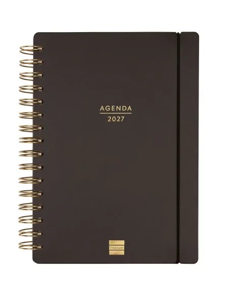 Finocam Haiku Agenda de Espiral en Catalan - 16 Meses - Semana Vista Horizontal - Formato E10 - 155x212mm - Tapa Dura - Papel de 95g/m2 - Cierre con Goma Elastica - Color Negro