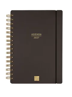 Finocam Haiku Agenda de Espiral en Catalan - 16 Meses - Semana Vista Horizontal - Formato E10 - 155x212mm - Tapa Dura - Papel de 95g/m2 - Cierre con Goma Elastica - Color Negro