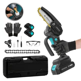 Cecotec MontanaForce 4000 Hand Sierra de Podar Inalambrica - 400W - 2 Baterias 21V 2Ah - Incluye Accesorios - Engrasador de Cadena - Maletin - Color Gris Oscuro