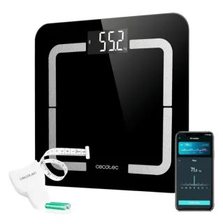 Cecotec Surface Precision Smart Healthy Bascula Corporal hasta 180kg - 4 Sensores - 10 Parametros - Bluetooth - Cristal Templado - Funcion Bebe - LCD - Patas Antideslizantes - 310x310mm - Co