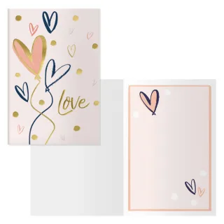 Dohe Hearts Pack de 6 Tarjetas de Felicitacion para Parejas - 11.5x17cm - Impresion a Todo Color - Estampaciones con Pelicula de Color - Estampacion en Seco - Papel Offset Blanco de 300gr -