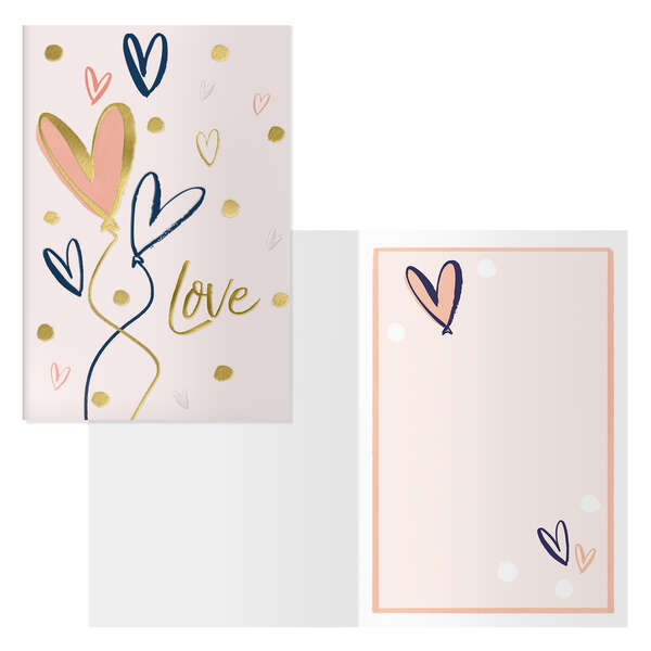 Dohe Hearts Pack de 6 Tarjetas de Felicitacion para Parejas - 11.5x17cm - Impresion a Todo Color - Estampaciones con Pelicula de Color - Estampacion en Seco - Papel Offset Blanco de 300gr -