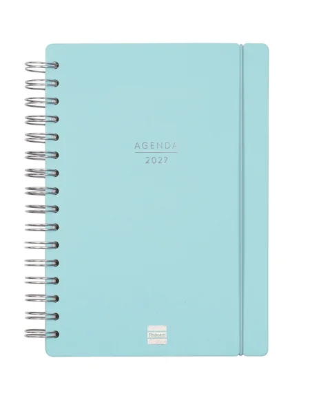 Finocam Haiku Agenda de Espiral - 16 Meses - Semana Vista Horizontal - Formato E10 - 155x212mm - Tapa Dura - Papel de 95g/m2 - Cierre con Goma Elastica - Color Azul