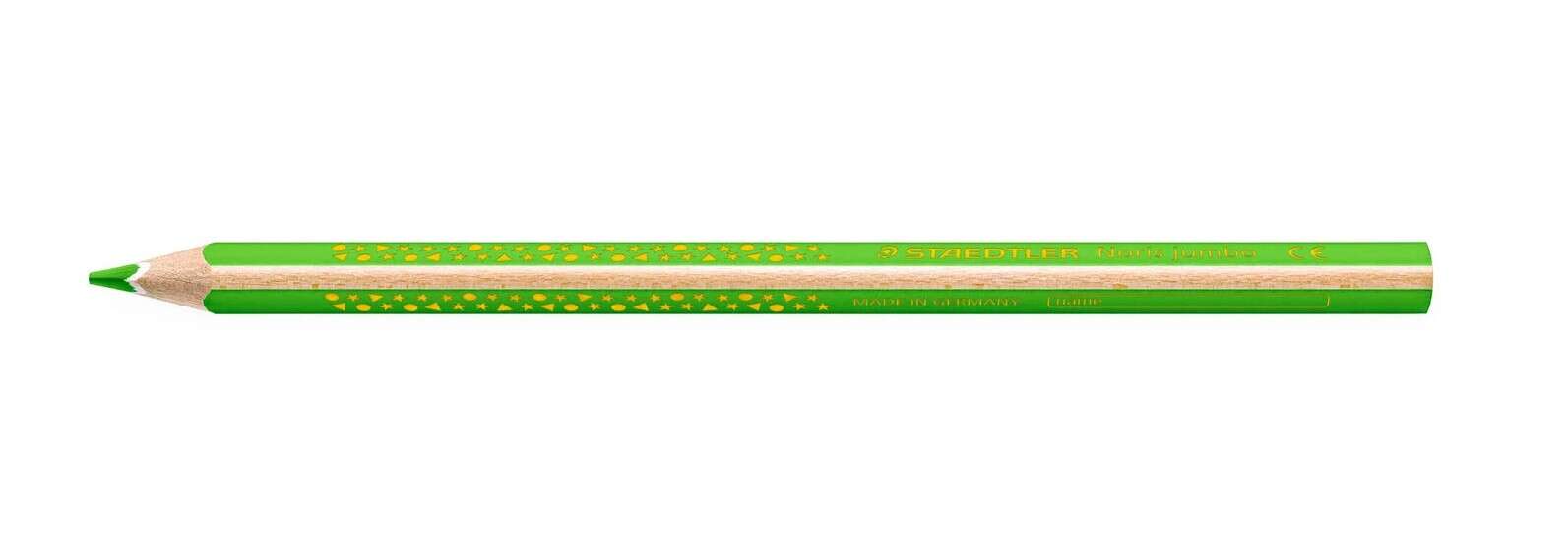 Staedtler Jumbo Noris 128 Lapiz Triangular de Color - Mina de 4mm - Resistencia a la Rotura - Diseño Ergonomico - Color Verde Claro · Pack de 12 uds.