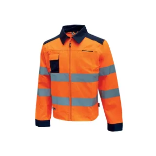 Upower Glare Chaqueta Funcional con Bolsillos Multifuncionales - Talla 2XL - Puños Ajustables, Rayas Reflectantes, Triple Costuras, Proteccion DPI2, Certificacion CE - Color Naranja Fluoresc