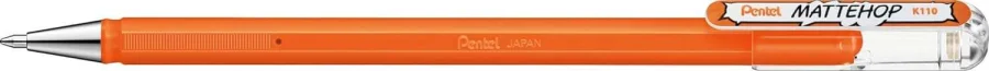 Pentel Mattehop Boligrafo de Bola - Punta 1mm - Trazo 0.5mm - Tinta de Gel Opaca - Fabricado con 55% de Materiales Reciclados - Color Naranja · Pack de 12 uds.