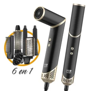 Muvip Ultimate Experience Profesional 6 en 1 Herramienta de Secado y Peinado - 1500W - Accesorios para Rizar, Cepillar y Alisar - 3 Configuraciones de Calor y 2 de Ventilador -Funcion de Ion