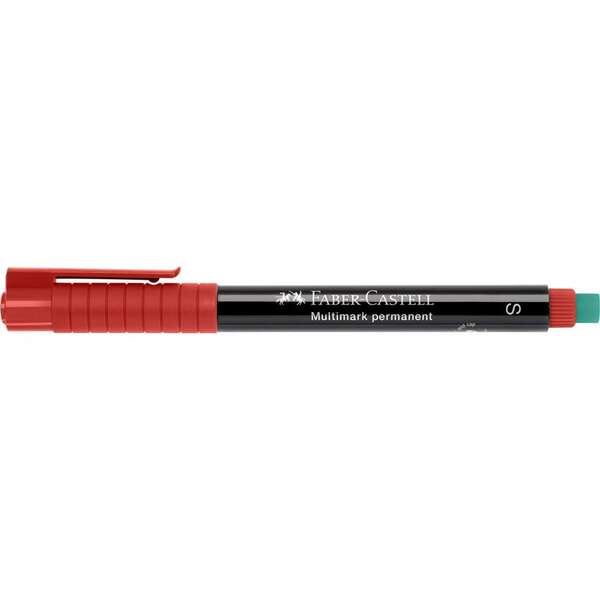 Faber-Castell Multimark Rotulador Permanente - Ancho de Trazo 0.4mm - Goma de Borrar Integrada - Resistente a la Luz y al Agua - Color Rojo · Pack de 10 uds.