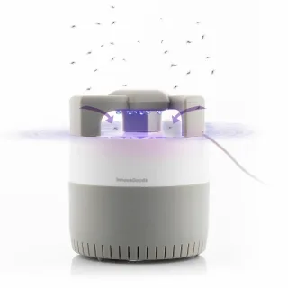 Innovagoods KL Silen Lampara USB Antimosquitos por Succion - Luz LED UV - Silenciosa - Alcance hasta 50m2 - Facil Limpieza - 12x14cm - Color Blanco y Gris