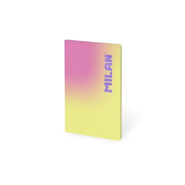 Milan Sunset Libreta Encolada Formato A5 Cuadricula 5x5 - 48 Hojas de 95 gr/m2 - Microperforado - Tapa Blanda - Color Amarillo/Rosa