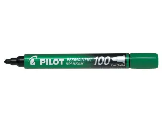 Pilot Rotulador Permanente 100 - Punta Fina de Bala 4,5mm - Trazo 1mm - Color Verde · Pack de 12 uds.