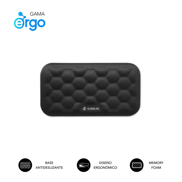 Subblim Ergo Airpadding Reposamuñecas para Raton - Espuma Viscoelastica 65D - Tejido AirMesh Transpirable - Base Antideslizante - Color Negro