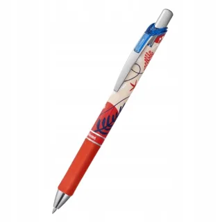 Pentel Energel Boligrafo de Tinta Gel Retractil 0.7mm - Trazo 0.35mm - Recargable - Grip de Agarre - Tinta Color Azul - Diseños Florales Japoneses · Pack de 12 uds.
