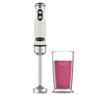 Cecotec Power RetroBeige 1200MAX Batidora de Mano - Potencia 1200W - Vaso de 0.5L - Velocidad Ajustable - Apto para Lavavajillas - Cuchillas Recubiertas de Titanio - Color Beige
