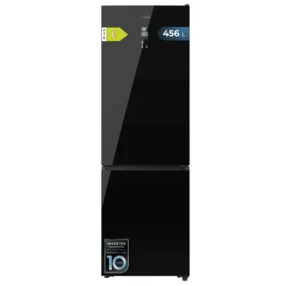 Cecotec Bolero CoolMarket Combi 456 Black Glass C Frigorifico Combi - Capacidad 456L - Compresor Inverter - Puerta de Cristal - Silencioso - Frio Envolvente - Clase C - 201x59.5cm - Color Ne