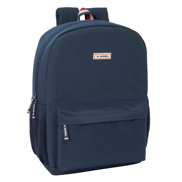 Safta el Ganso Eclipse Mochila Adaptable a Carro - Tirador Doble - Hombreras Ergonomicas - Bolsillo Frontal - Asa Superior - 18L - 320x140x430mm - Color Azul Marino