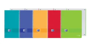 Oxford Live&Go Europeanbook 1 Tapa de Plastico A4+ 5x5 - Tamaño A4+ - 80 Hojas - Colores Surtidos · Pack de 5 uds.
