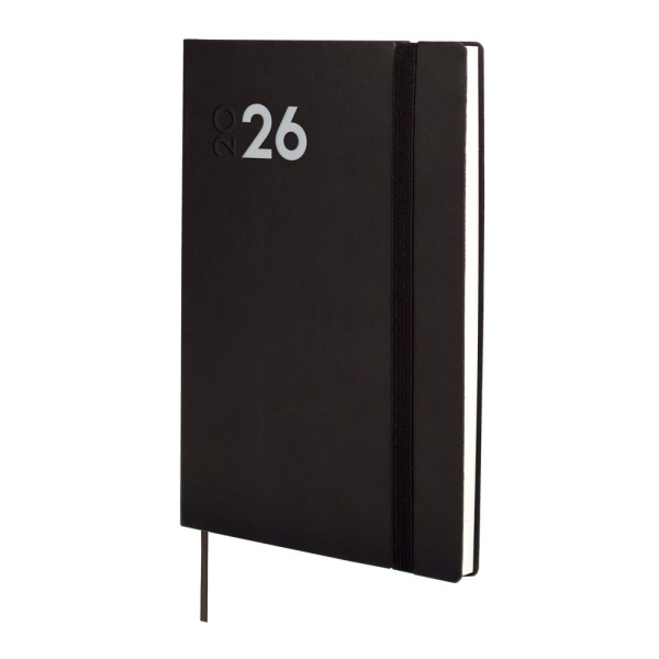 Finocam Dynamic Mara Agenda Profesional en Catalan - Anual 2026 - Tapa Blanda - Cierre con Goma Elastica - Formato Y10 - 144x11x208mm - Semana Vista Horizontal - Color Negro