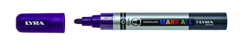 Lyra Mark All Rotulador Permanente - Multisuperficie - Punta Redonda - 2mm - Color Violeta · Pack de 6 uds.