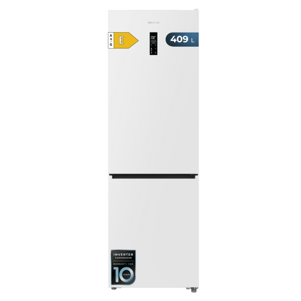 Cecotec Bolero CoolMarket Combi 409 White E Frigorifico Combi - Capacidad 409L - Compresor Inverter - Congelacion Ultrarapida - Silencioso - Frio Envolvente - Clase E - 185x59.5cm - Color Bl
