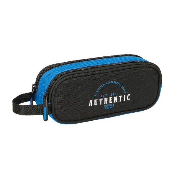 Safta Blackfit8 Underground Portatodo - 2 Compartimentos con Cremalleras - Asa Lateral - 1L - 210x60x80mm - Color Negro y Azul