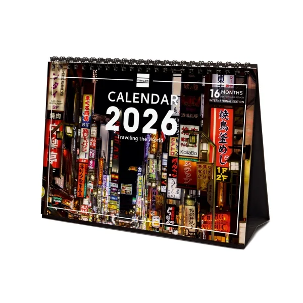 Finocam Calendario de Sobremesa Internacional - Anual 2026 - Imagenes Variadas - 210x70x155mm - Tematica de Viajes