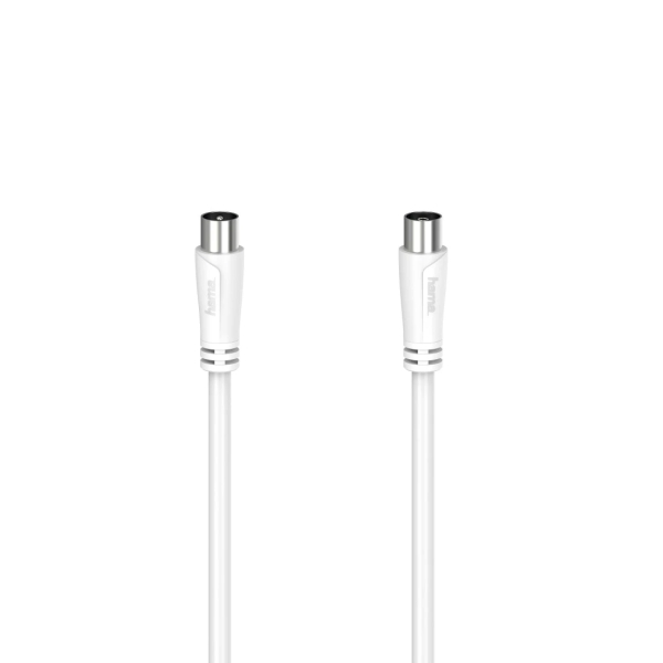 Hama Essential Cable Coaxial de Antena Macho/Hembra - Longitud 10m- Doble Blindaje - Apantallamiento 90dB - Impedancia 75Ohm - Color Blanco