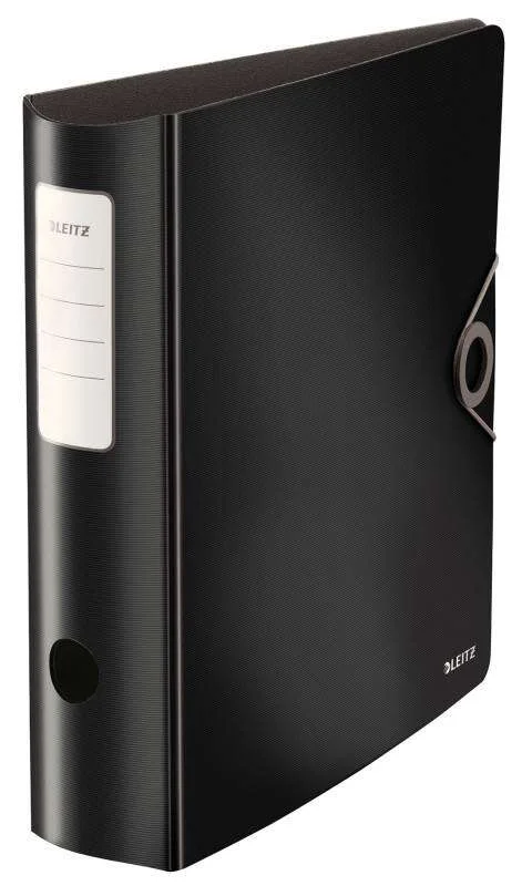 Leitz Active Solid Archivador de Palanca para formato A4 - Lomo Ancho Redondeado de 75mm - Mecanismo de 180° - Cierre con Goma Elastica - Color Negro · Pack de 5 uds.