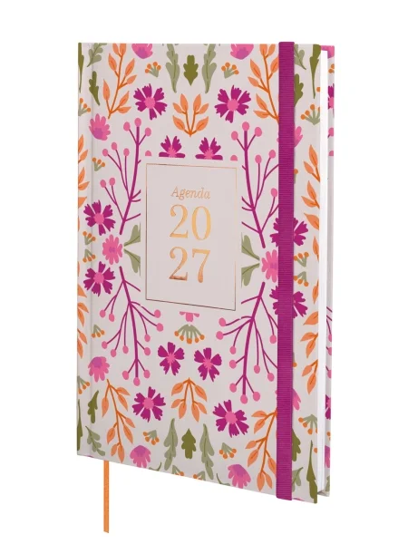 Finocam Dynamic Berlin Hojas Agenda Profesional - Anual 2027 - Semana Vista Vertical - 140x204mm - Goma Elastica - Tapa Dura Acolchada - Esquinas Microperforadas - Papel de 80g/m2 - Multicolor