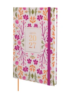 Finocam Dynamic Berlin Hojas Agenda Profesional - Anual 2027 - Semana Vista Vertical - 140x204mm - Goma Elastica - Tapa Dura Acolchada - Esquinas Microperforadas - Papel de 80g/m2 - Multicol