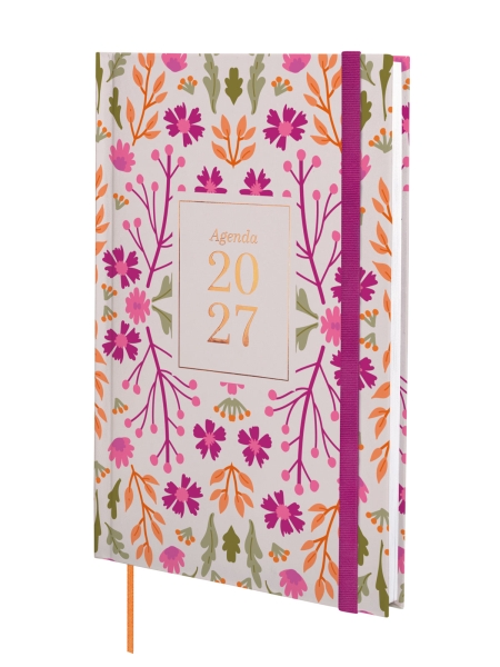 Finocam Dynamic Berlin Hojas Agenda Profesional - Anual 2027 - Semana Vista Vertical - 140x204mm - Goma Elastica - Tapa Dura Acolchada - Esquinas Microperforadas - Papel de 80g/m2 - Multicolor