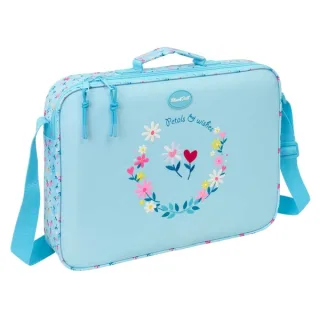 Safta Blackfit8 Petalos Maletin con Cremallera - Bandolera Ajustable - Asa Forrada - Doble Tirador - Fondo Semirigido - 38x28x6cm - Color Azul Claro