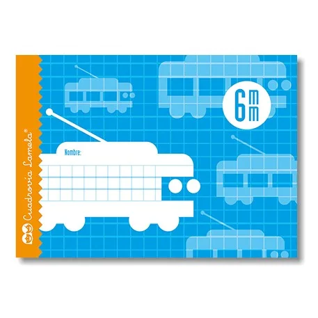 Lamela Libreta Grapada con 16 Hojas de 70g/m2 con Margen - Formato Cuarto - Pauta Cuadrovia de 6mm - Cubierta de Cartoncillo Plastificado - Papel Offset Blanco Extra - Color Azul