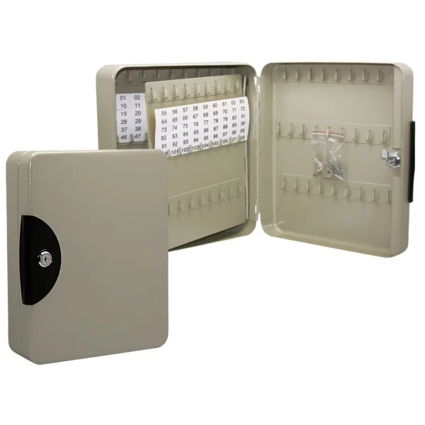 Armario Porta Llaves Metalico con Cierre - 108 Posiciones - Ideal para Oficinas y Almacenes - Organizacion y Acceso Facil - Color Gris