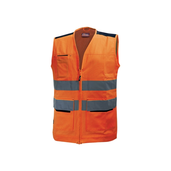 Upower Smart Chaleco Multifuncional - Talla 2XL - Bolsillos con Portatarjetas Retractil, Cintura Ajustable, Malla Transpirable, Tiras Reflectantes, Triple Costuras, Proteccion DPI2 - Color N