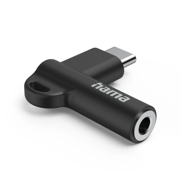 Hama Adaptador Acodado - 90º - USB-C Macho - Jack 3.5mm Hembra - Color Negro