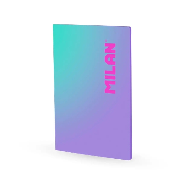 Milan Sunset Libreta Encolada Formato A4 Cuadricula 5x5mm - 48 Hojas de 95 gr/m2 Microperforadas - Color Violeta/Turquesa