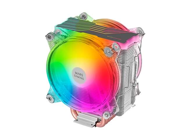 Mars Gaming Doble Ventilador CPU 120mm con Disipador - Iluminacion ARGB - Hasta 220W - Velocidad Max. 1600rpm - 6 Heatpipes